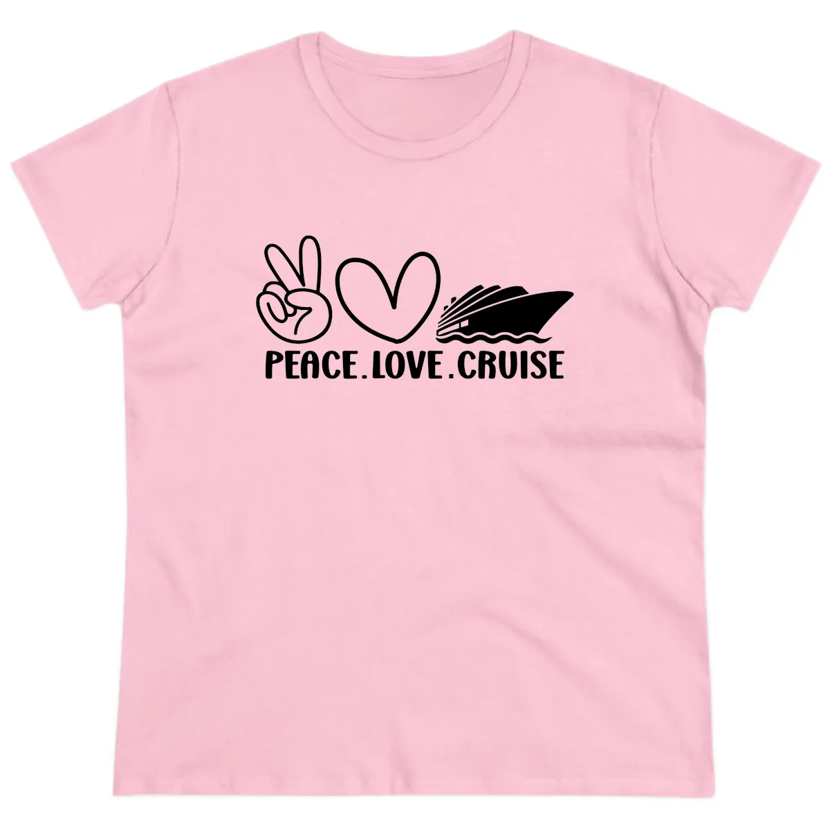 Peace Love Cruise Design Ladies Tee in Light Pink