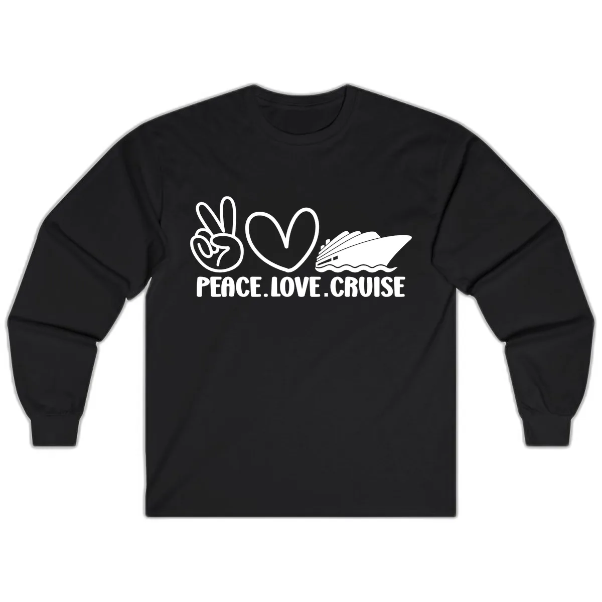 Peace Love Cruise Design Long Sleeve in Black