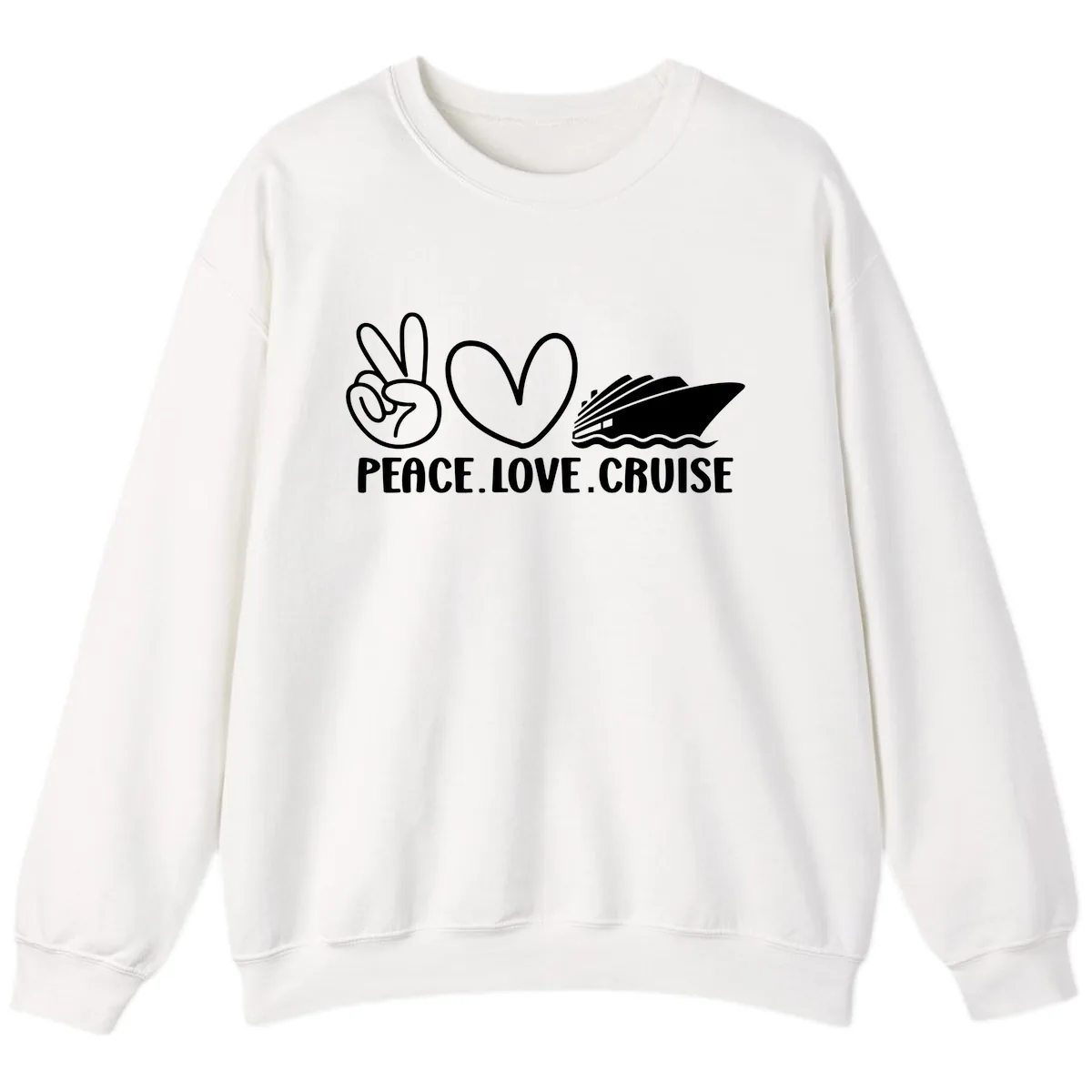 Peace Love Cruise Design Sweatshirt in White
