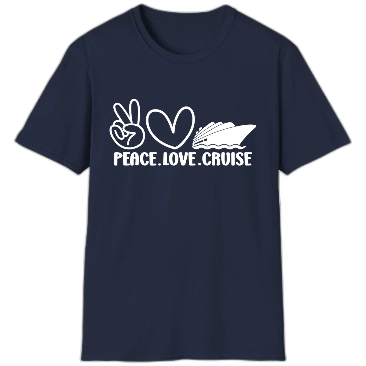 Peace Love Cruise Design T-Shirt in Navy