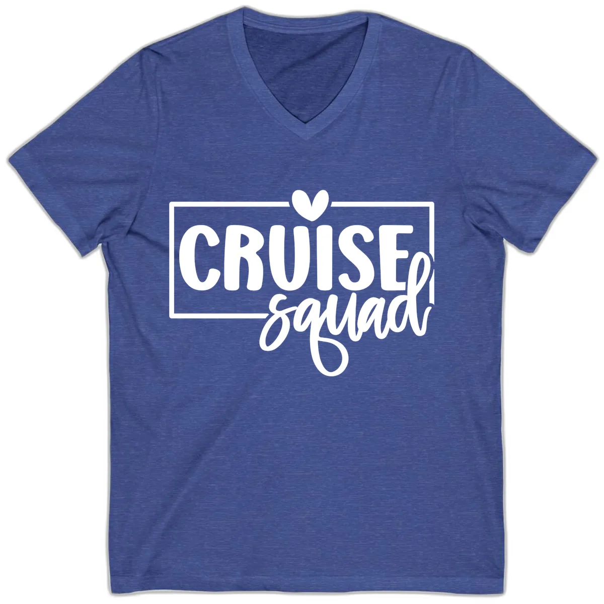 Cruise Squad Matching Group Design V-Neck in Heather True Royal