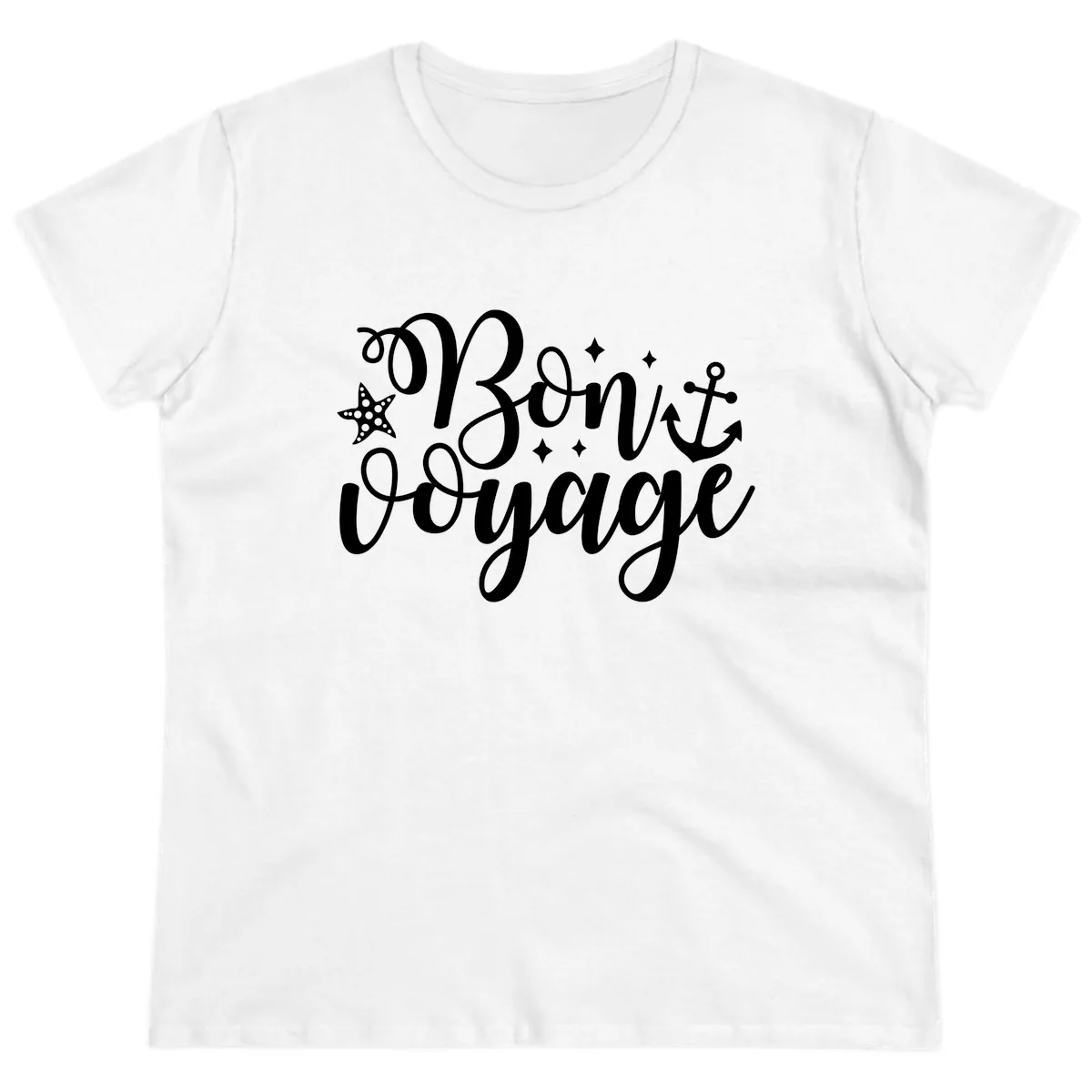 Bon Voyage Cruise Departure Design Ladies Tee in White