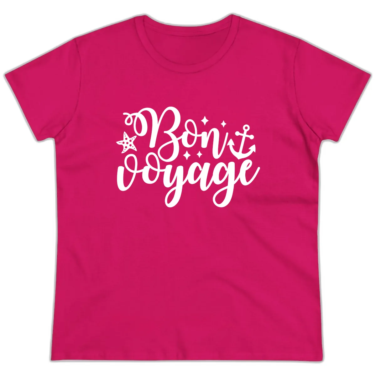 Bon Voyage Cruise Departure Design Ladies Tee in Heliconia