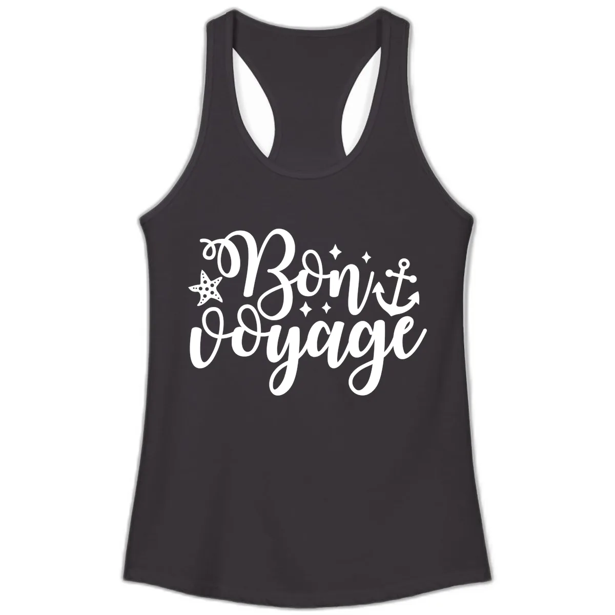 Bon Voyage Cruise Departure Design Ladies Tank in Black