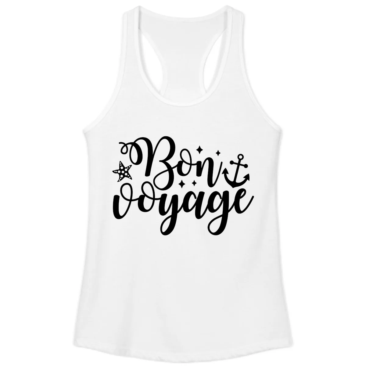 Bon Voyage Cruise Departure Design Ladies Tank in White