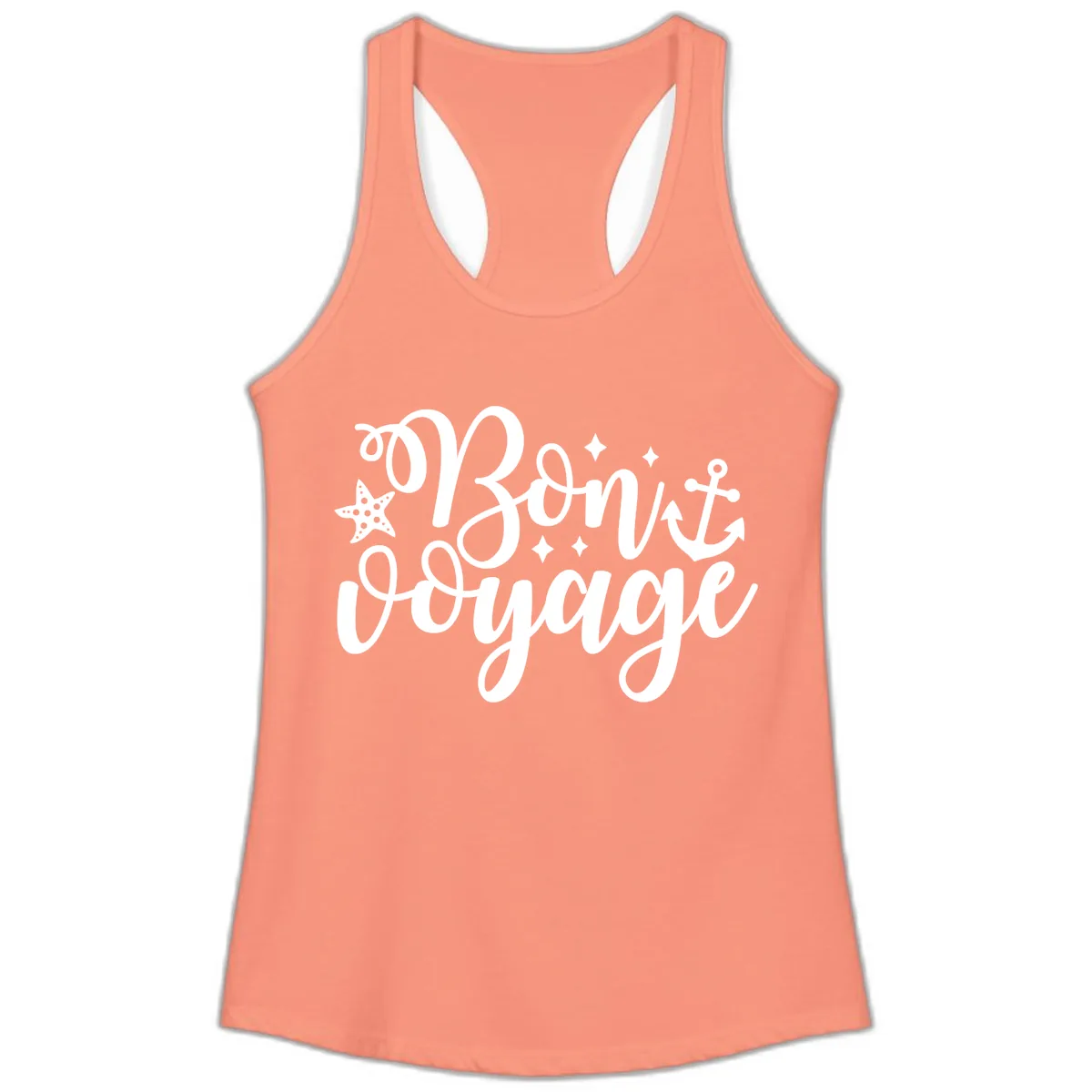 Bon Voyage Cruise Departure Design Ladies Tank in Solid Light Orange
