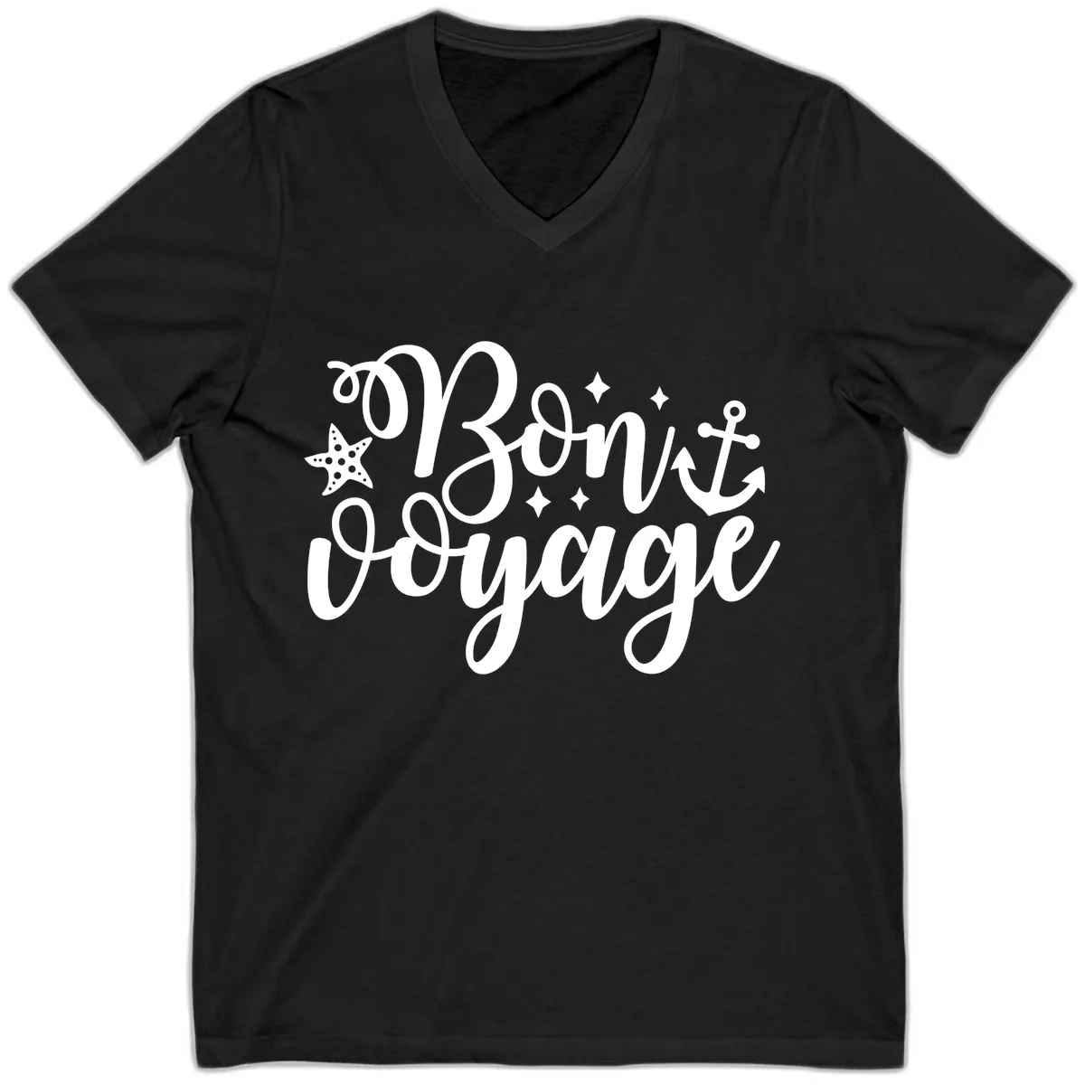 Bon Voyage Cruise Departure Design V-Neck in Black