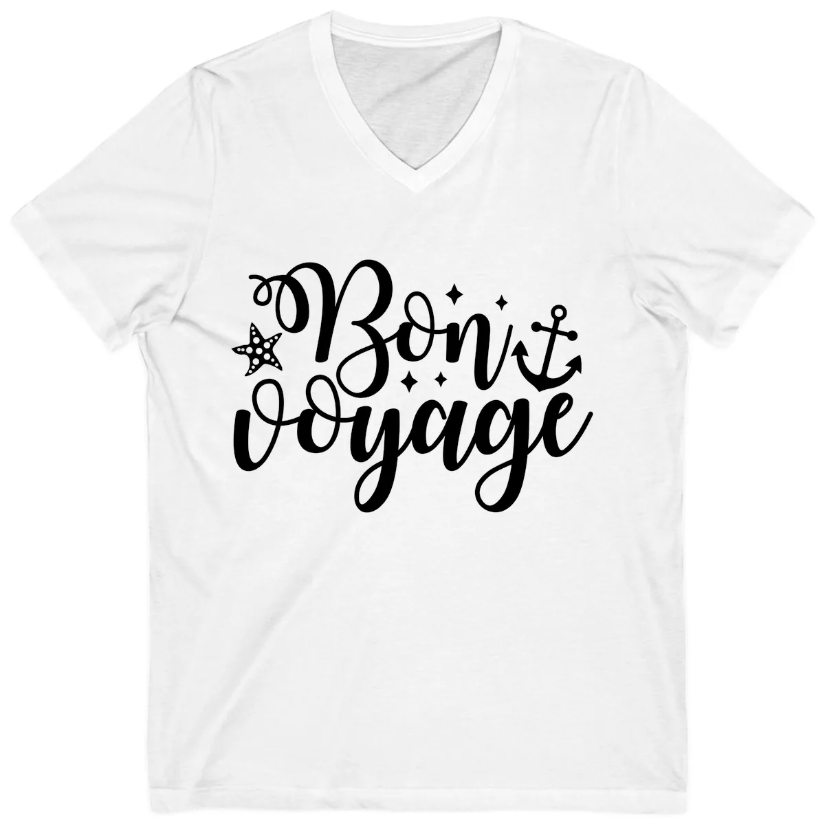 Bon Voyage Cruise Departure Design V-Neck in White