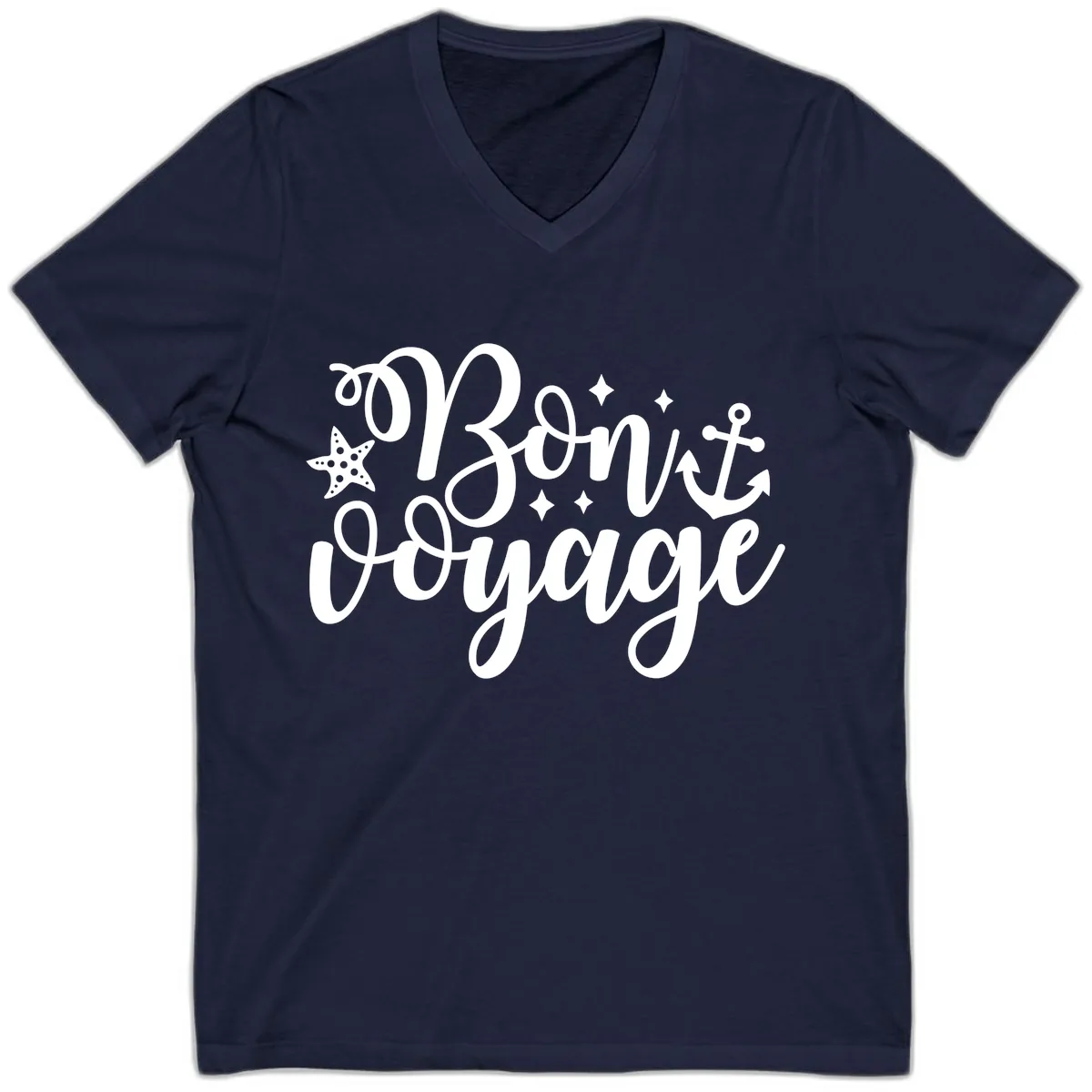 Bon Voyage Cruise Departure Design V-Neck in Navy