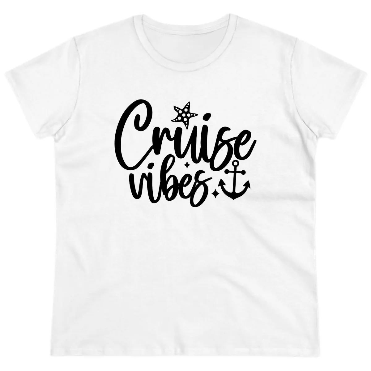 Cruise Vibes Nautical Themed Design Ladies Tee in White