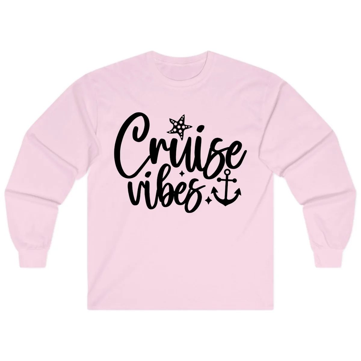 Cruise Vibes Nautical Themed Design Long Sleeve in Light Pink
