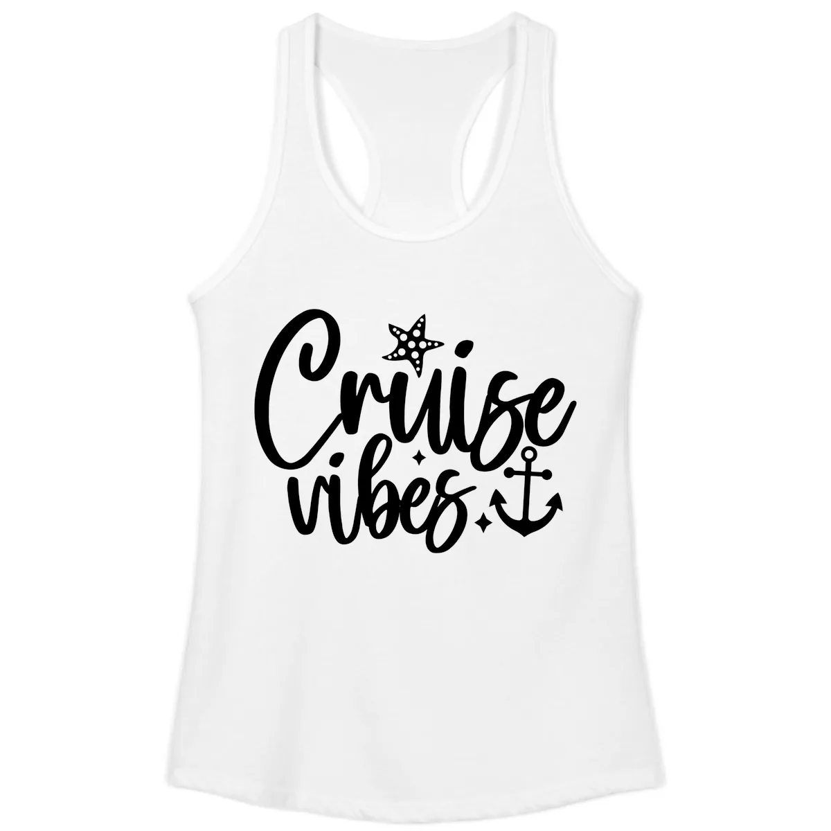 Cruise Vibes Nautical Themed Design Ladies Tank in White