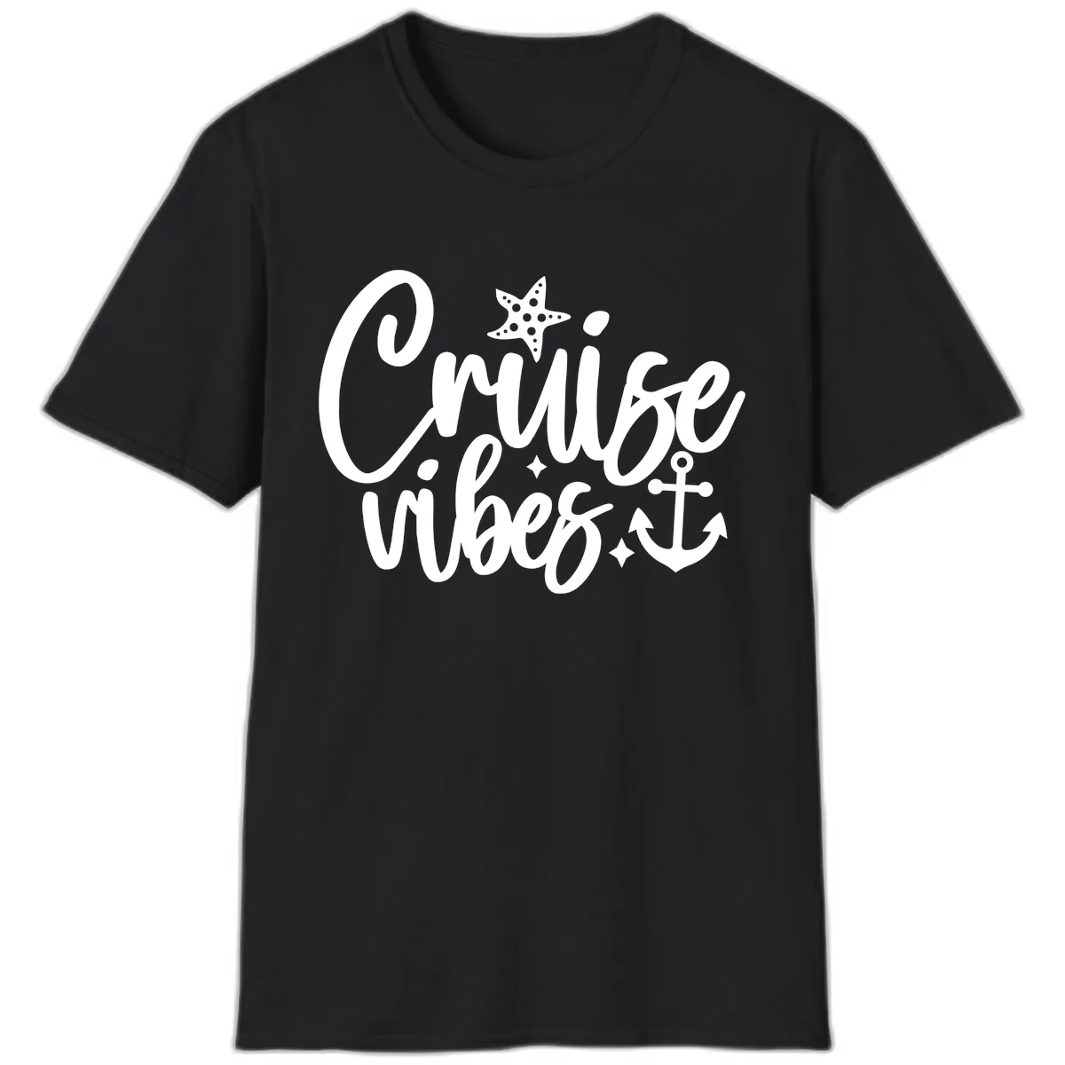 Cruise Vibes Nautical Themed Design T-Shirt in Black