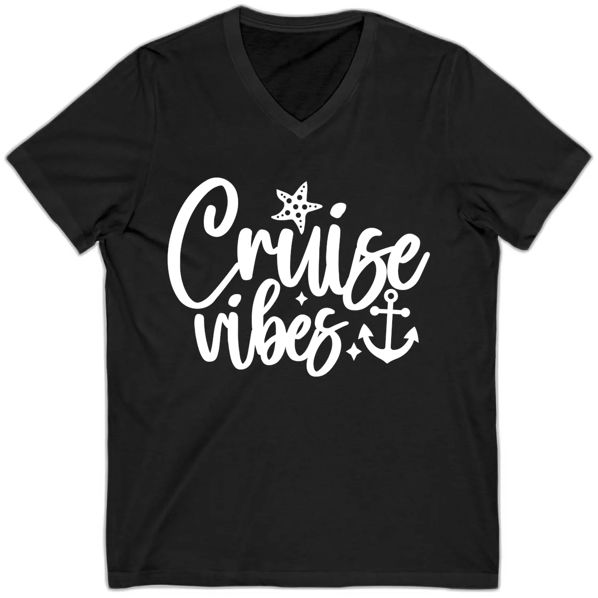 Cruise Vibes Nautical Themed Design V-Neck in Black