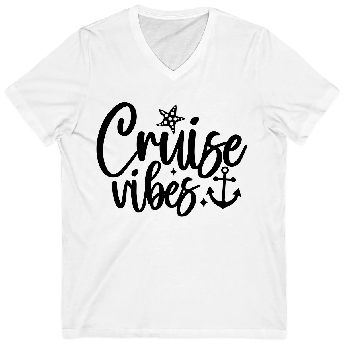 Cruise Vibes Nautical Themed Design V-Neck in White
