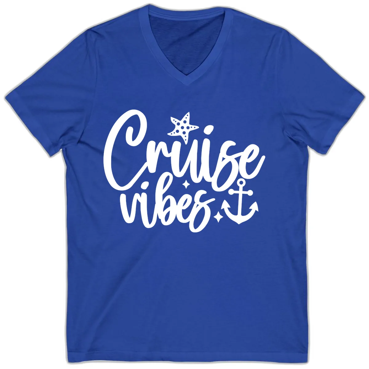 Cruise Vibes Nautical Themed Design V-Neck in True Royal
