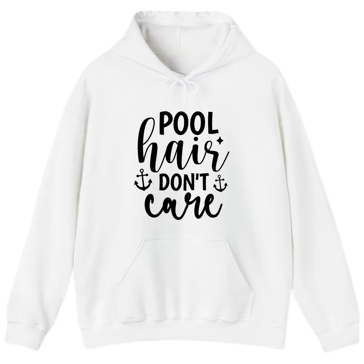 Pool Hair Don't Care Slogan Hoodie in White