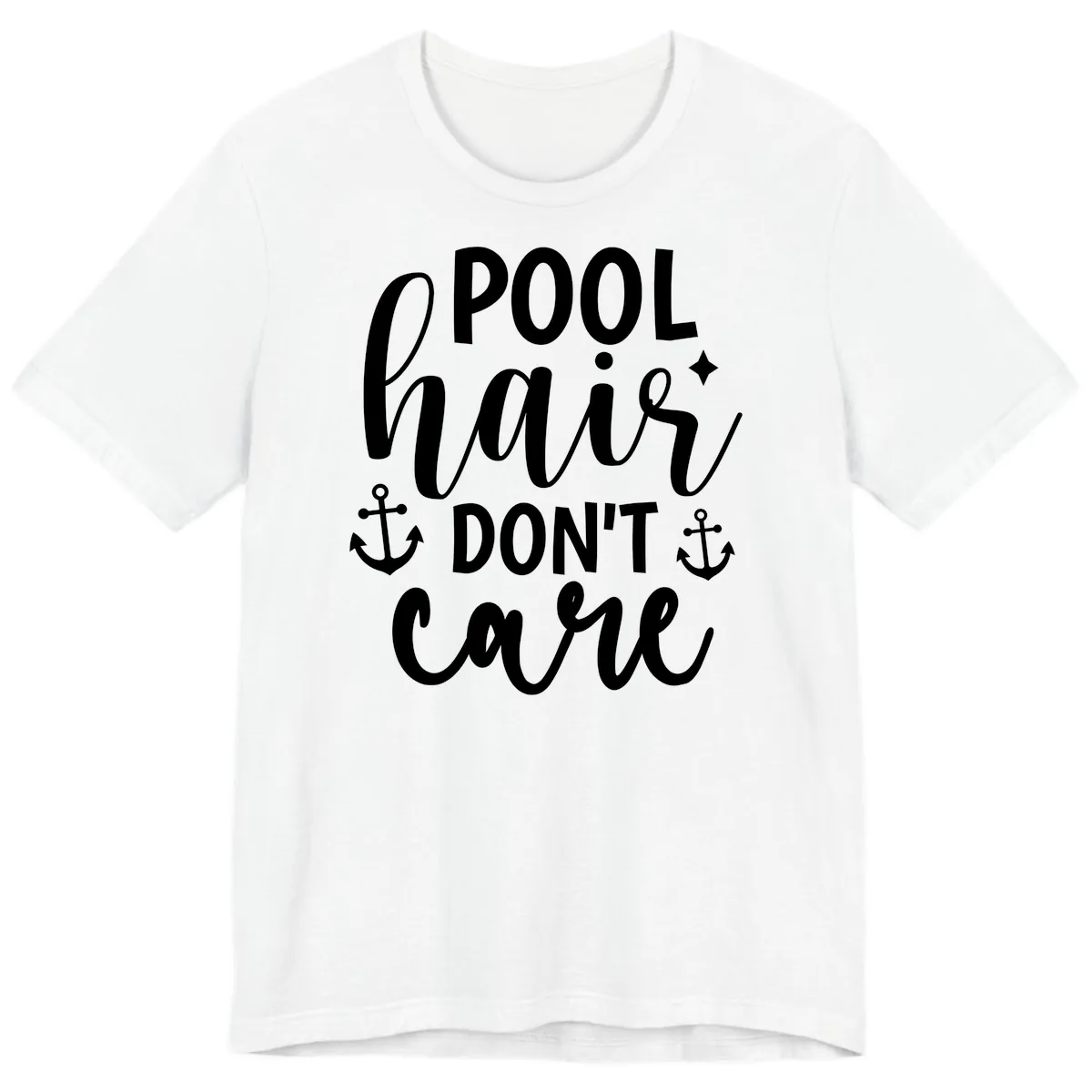 Pool Hair Don't Care Slogan Premium T-Shirt in White