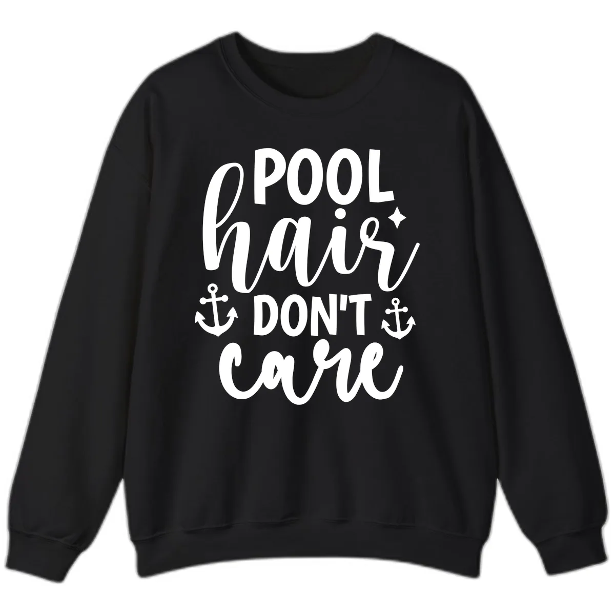 Pool Hair Don't Care Slogan Sweatshirt in Black