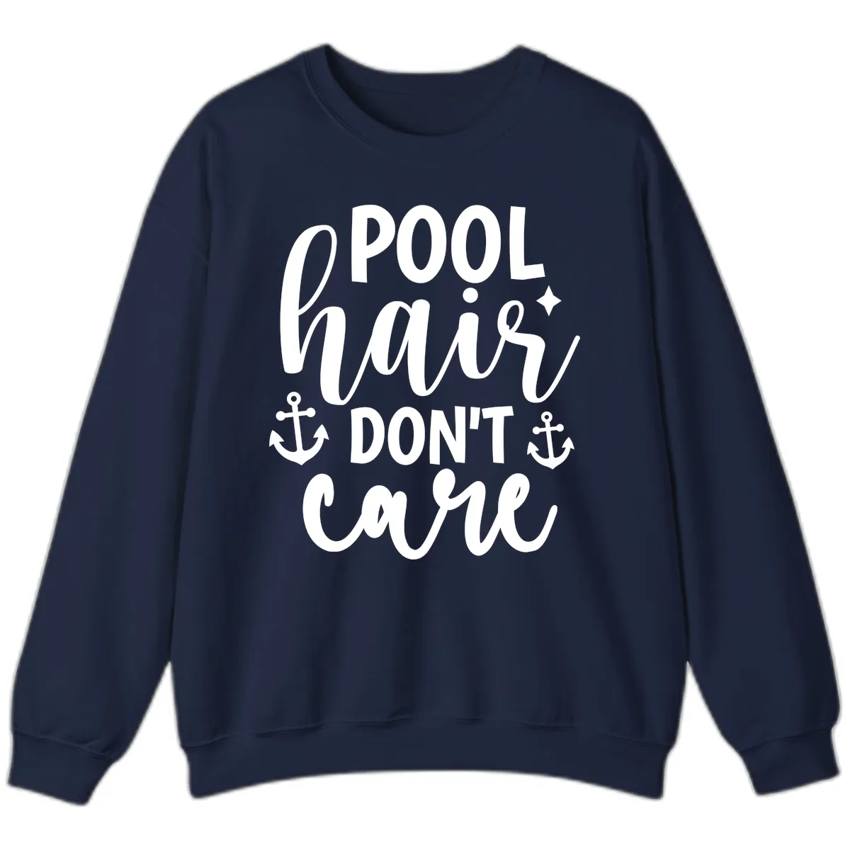 Pool Hair Don't Care Slogan Sweatshirt in Navy