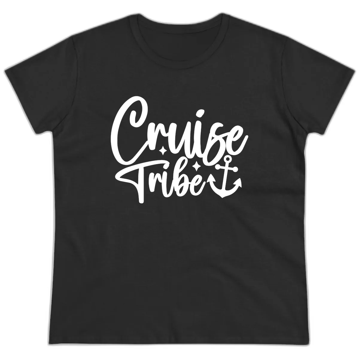 Cruise Tribe Anchor Design Ladies Tee in Black