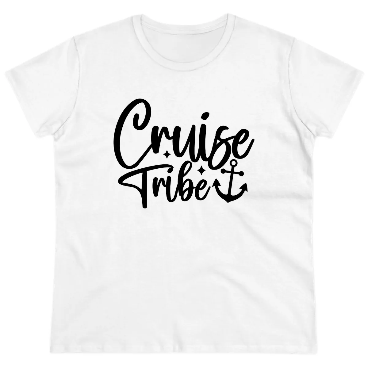 Cruise Tribe Anchor Design Ladies Tee in White