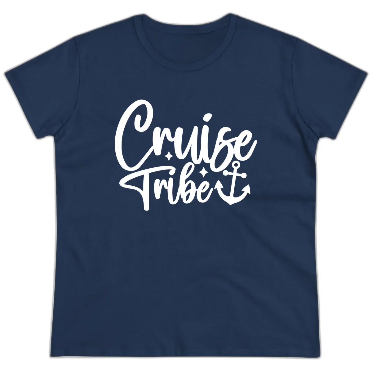 Cruise Tribe Anchor Design Ladies Tee in Navy