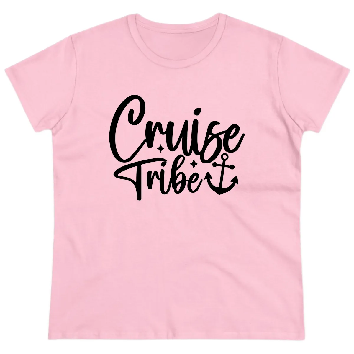 Cruise Tribe Anchor Design Ladies Tee in Light Pink