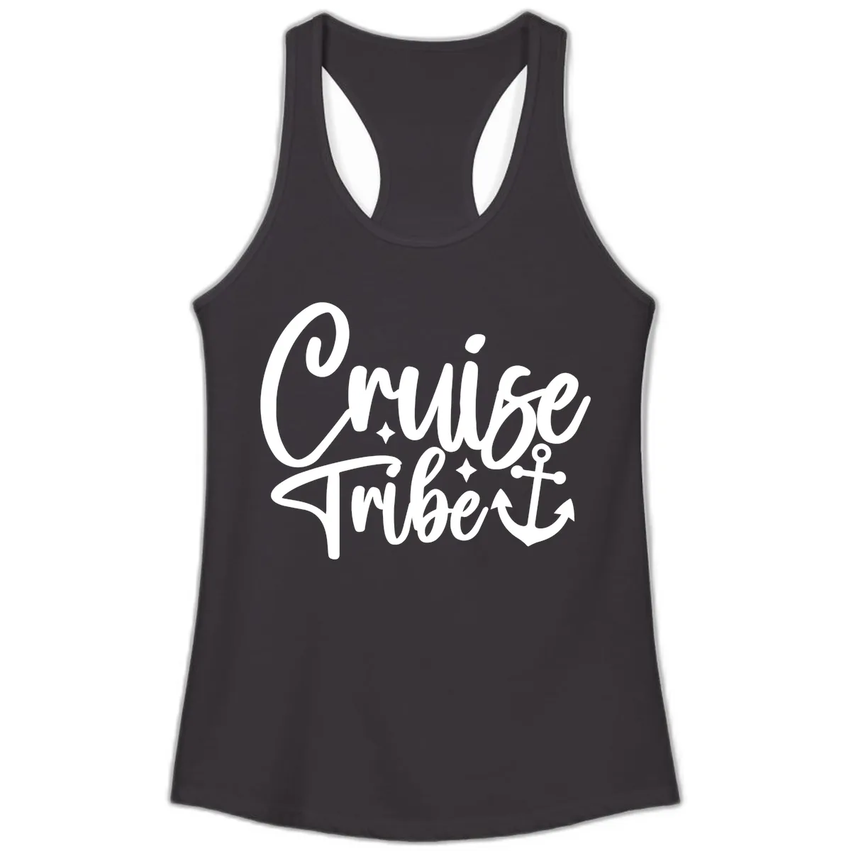 Cruise Tribe Anchor Design Ladies Tank in Black