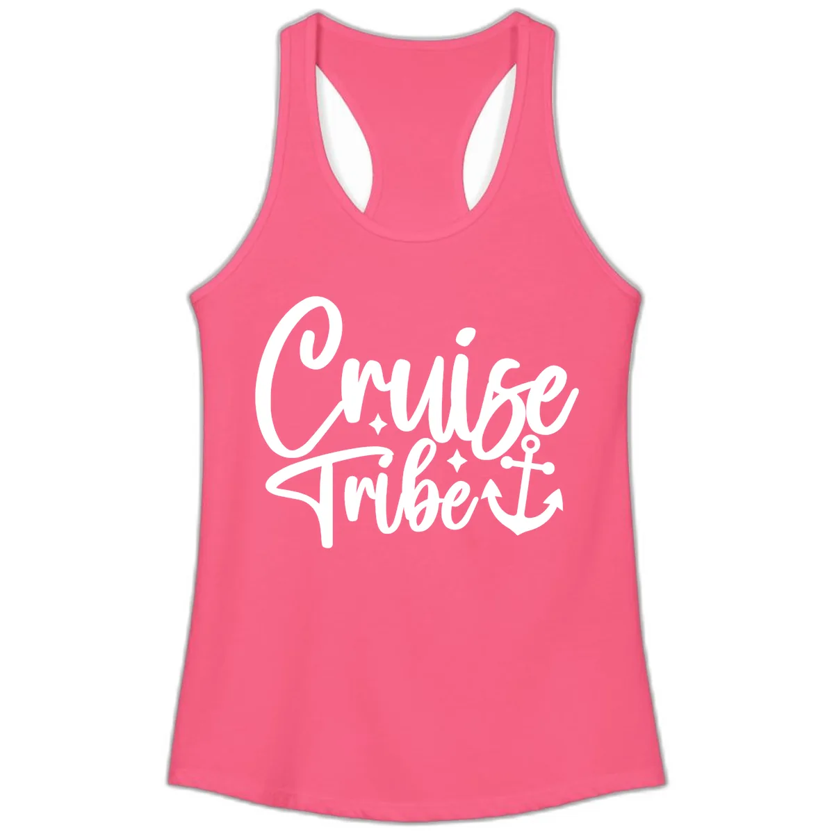 Cruise Tribe Anchor Design Ladies Tank in Solid Hot Pink
