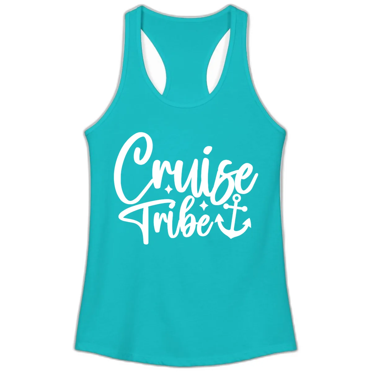 Cruise Tribe Anchor Design Ladies Tank in Tahiti Blue