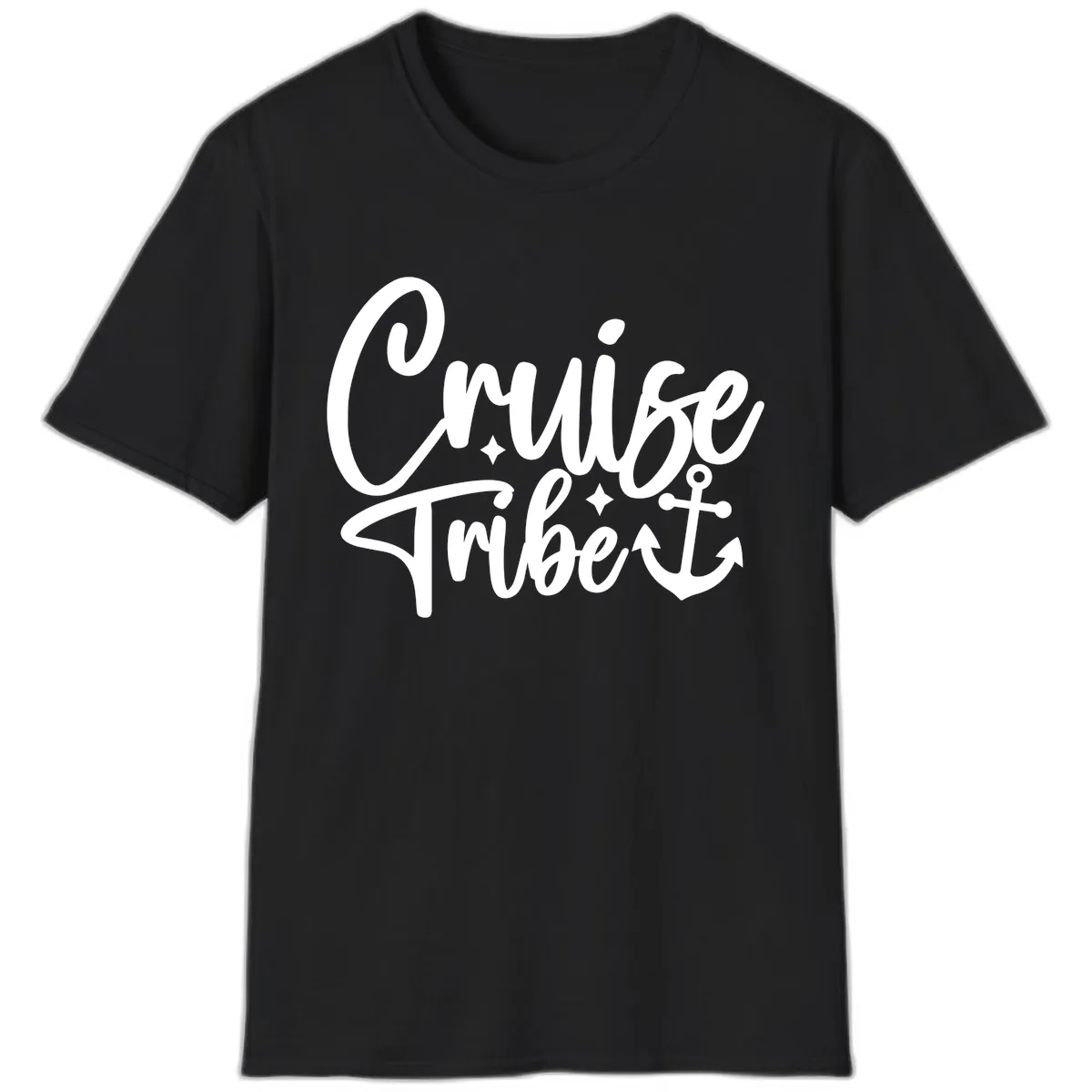 Cruise Tribe Anchor Design T-Shirt in Black
