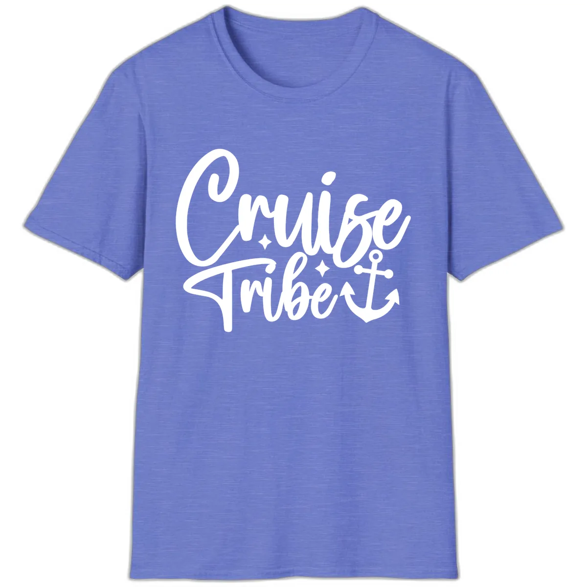 Cruise Tribe Anchor Design T-Shirt in Heather Royal