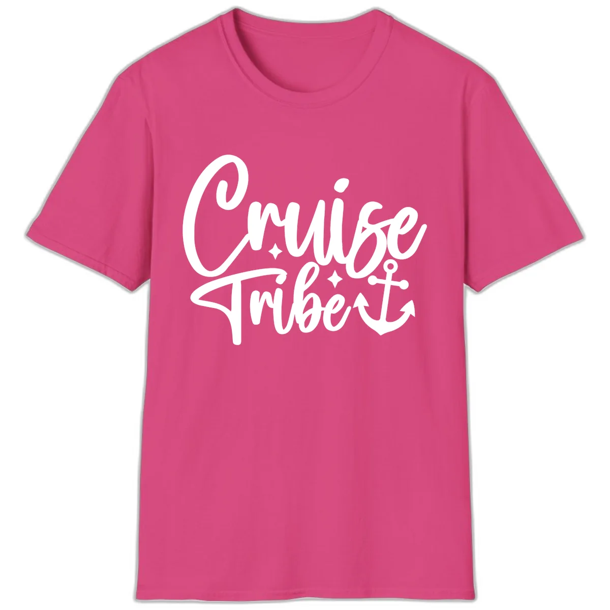 Cruise Tribe Anchor Design T-Shirt in Heliconia