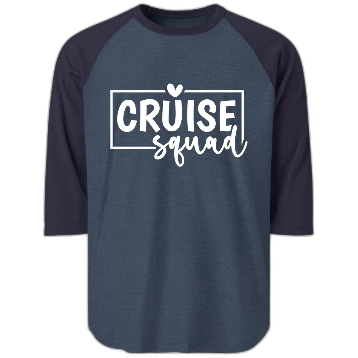 Cruise Squad Matching Family Raglan 3/4 in Heather Denim Navy