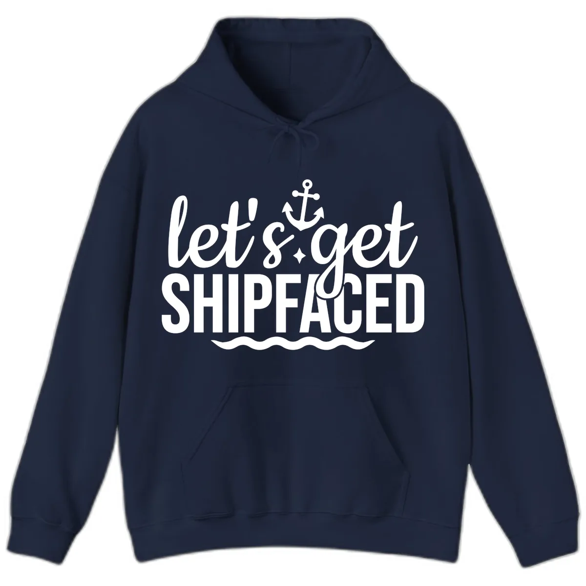 Let's Get Shipfaced Anchor Design Hoodie in Navy