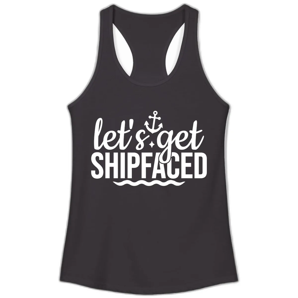 Let's Get Shipfaced Anchor Design Ladies Tank in Black