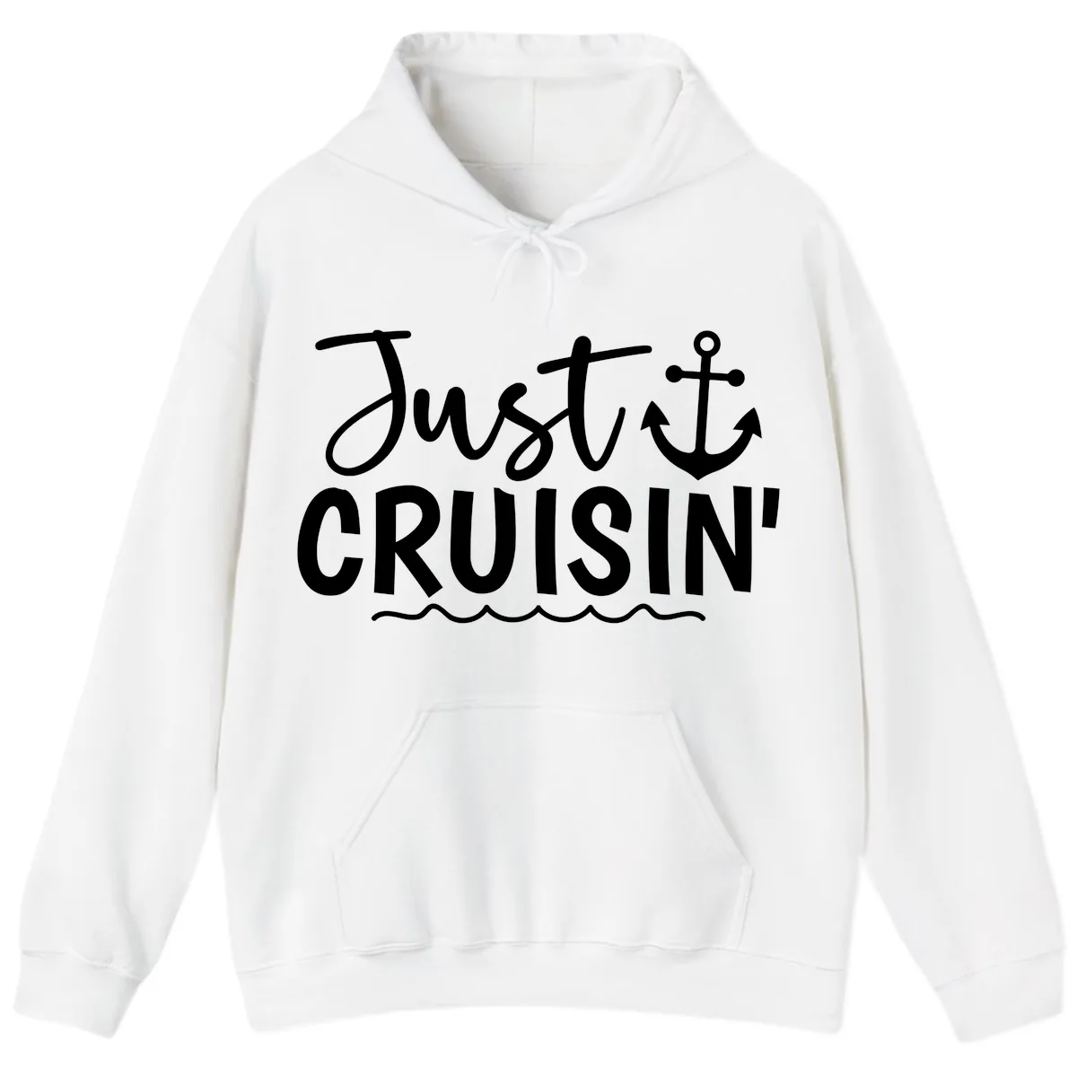 Just Cruisin Anchor Design Hoodie in White