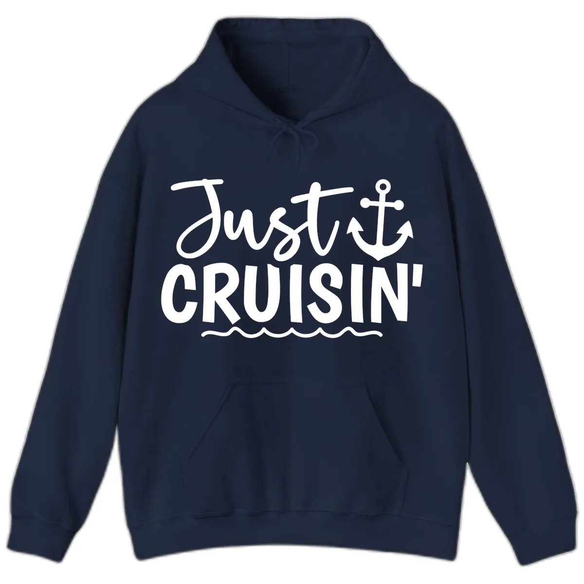 Just Cruisin Anchor Design Hoodie in Navy