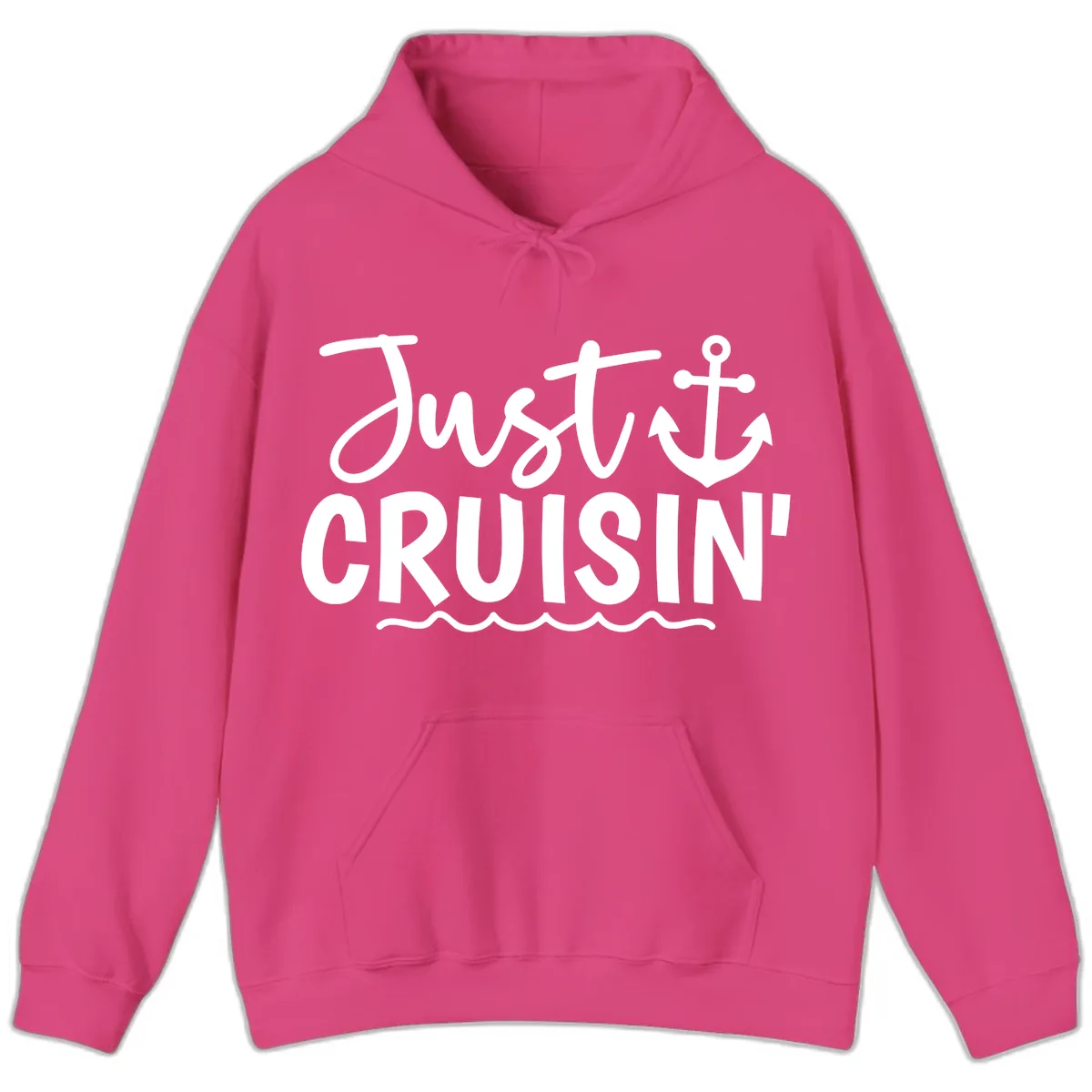 Just Cruisin Anchor Design Hoodie in Heliconia