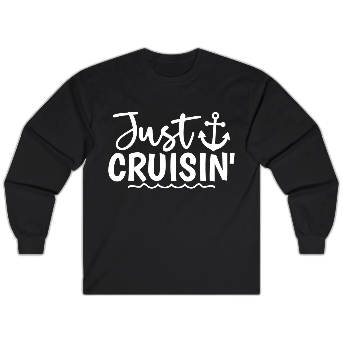 Just Cruisin Anchor Design Long Sleeve in Black