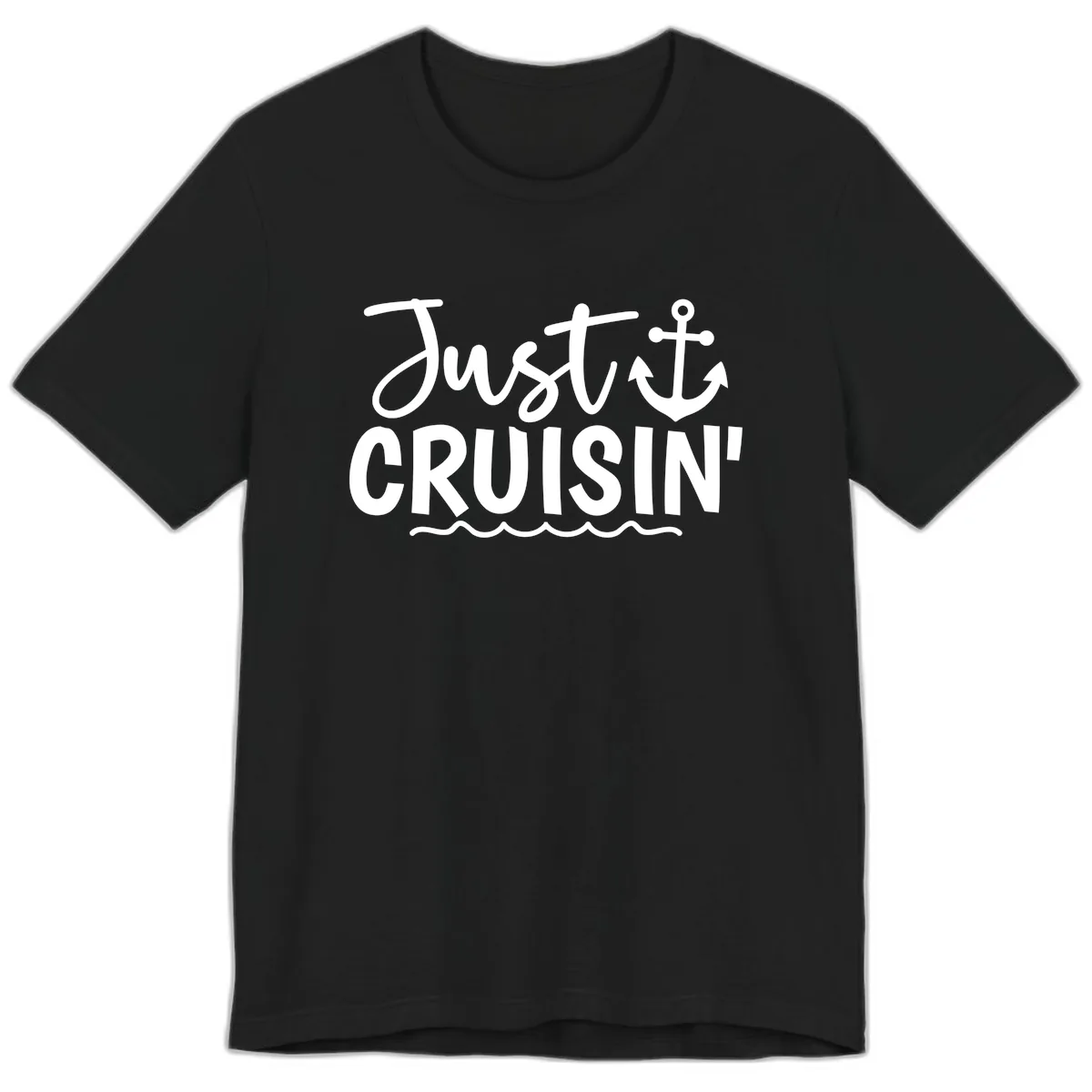 Just Cruisin Anchor Design Premium T-Shirt in Black