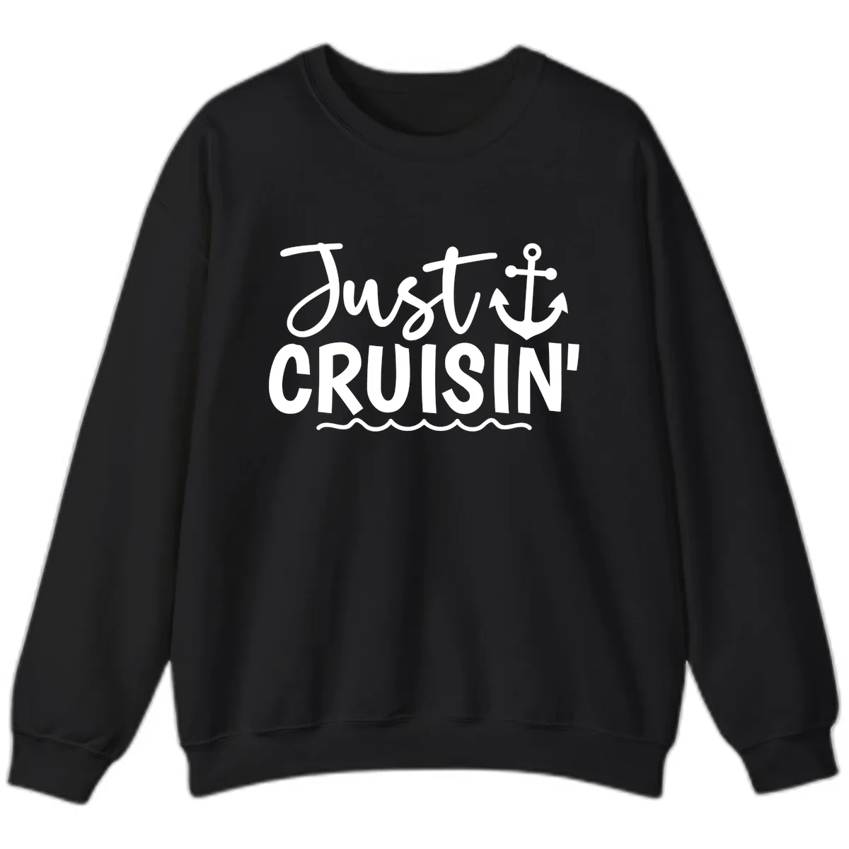 Just Cruisin Anchor Design Sweatshirt in Black