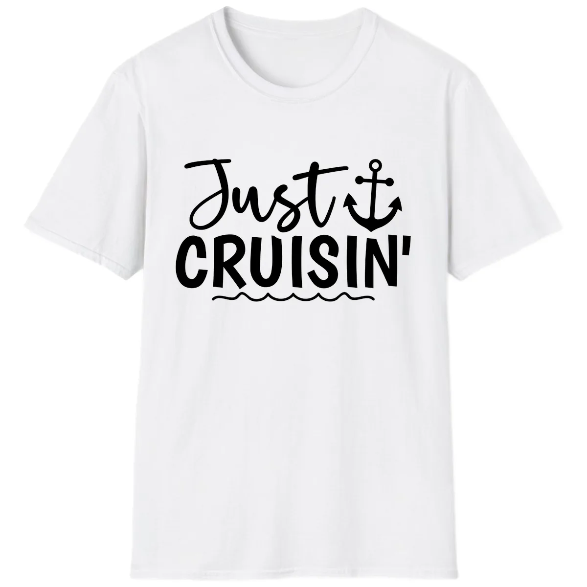 Just Cruisin Anchor Design T-Shirt in White
