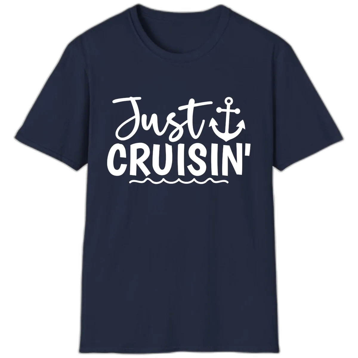 Just Cruisin Anchor Design T-Shirt in Navy