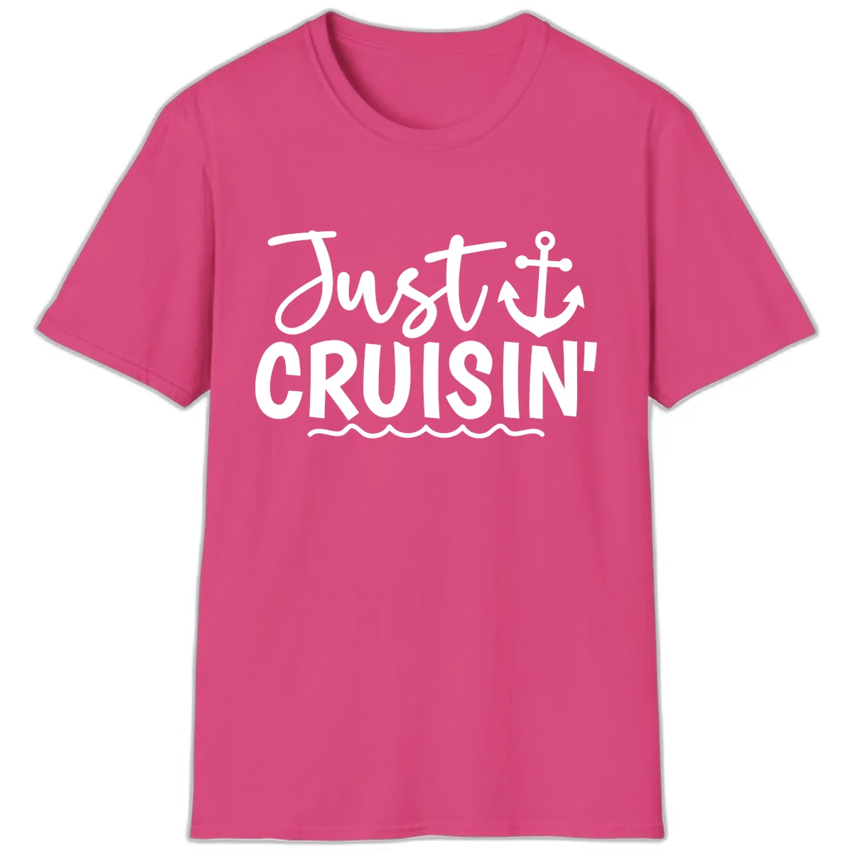 Just Cruisin Anchor Design T-Shirt in Heliconia