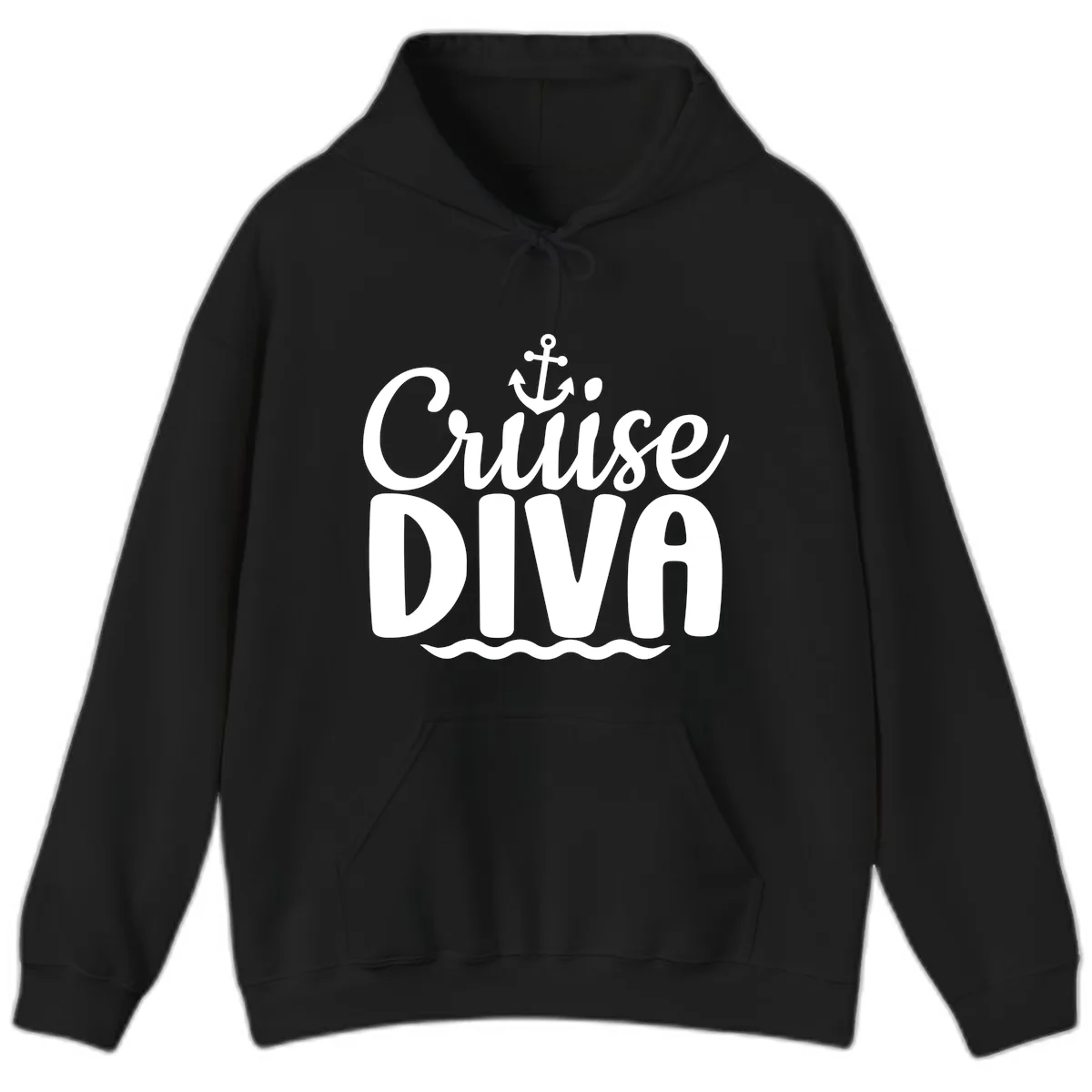 Cruise Diva Anchor Waves Hoodie in Black