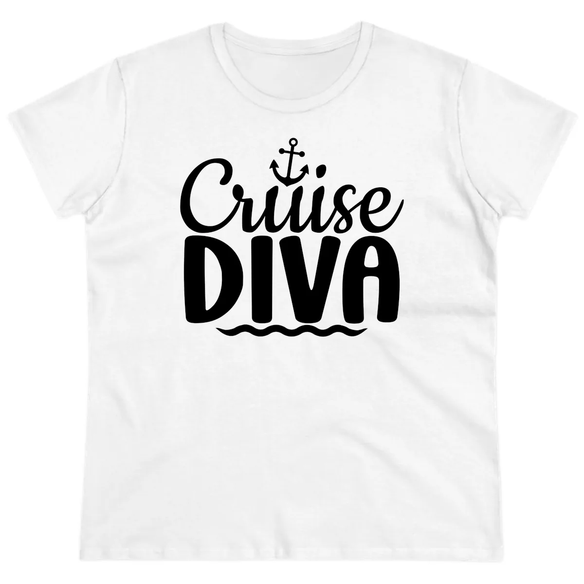 Cruise Diva Anchor Waves Ladies Tee in White