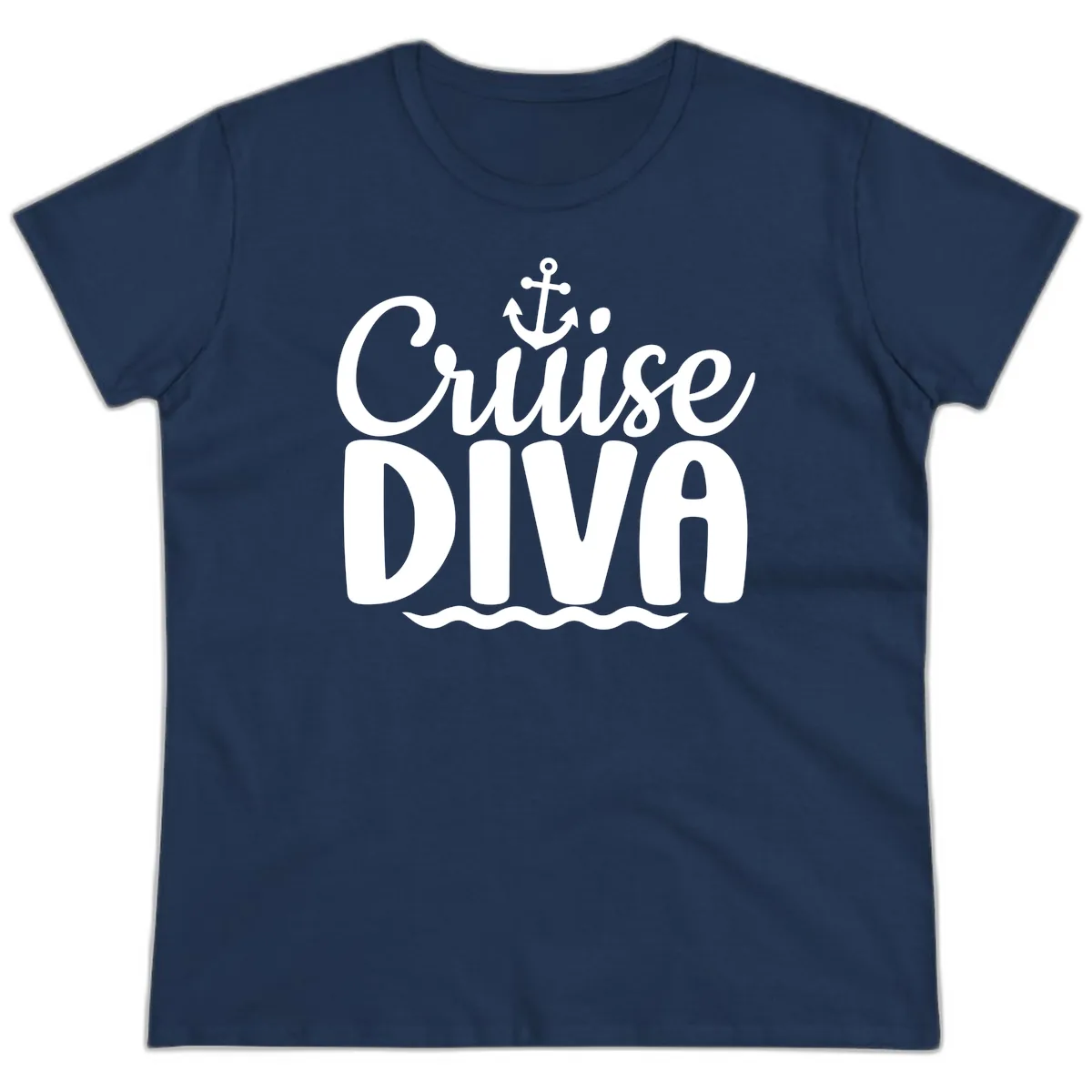 Cruise Diva Anchor Waves Ladies Tee in Navy
