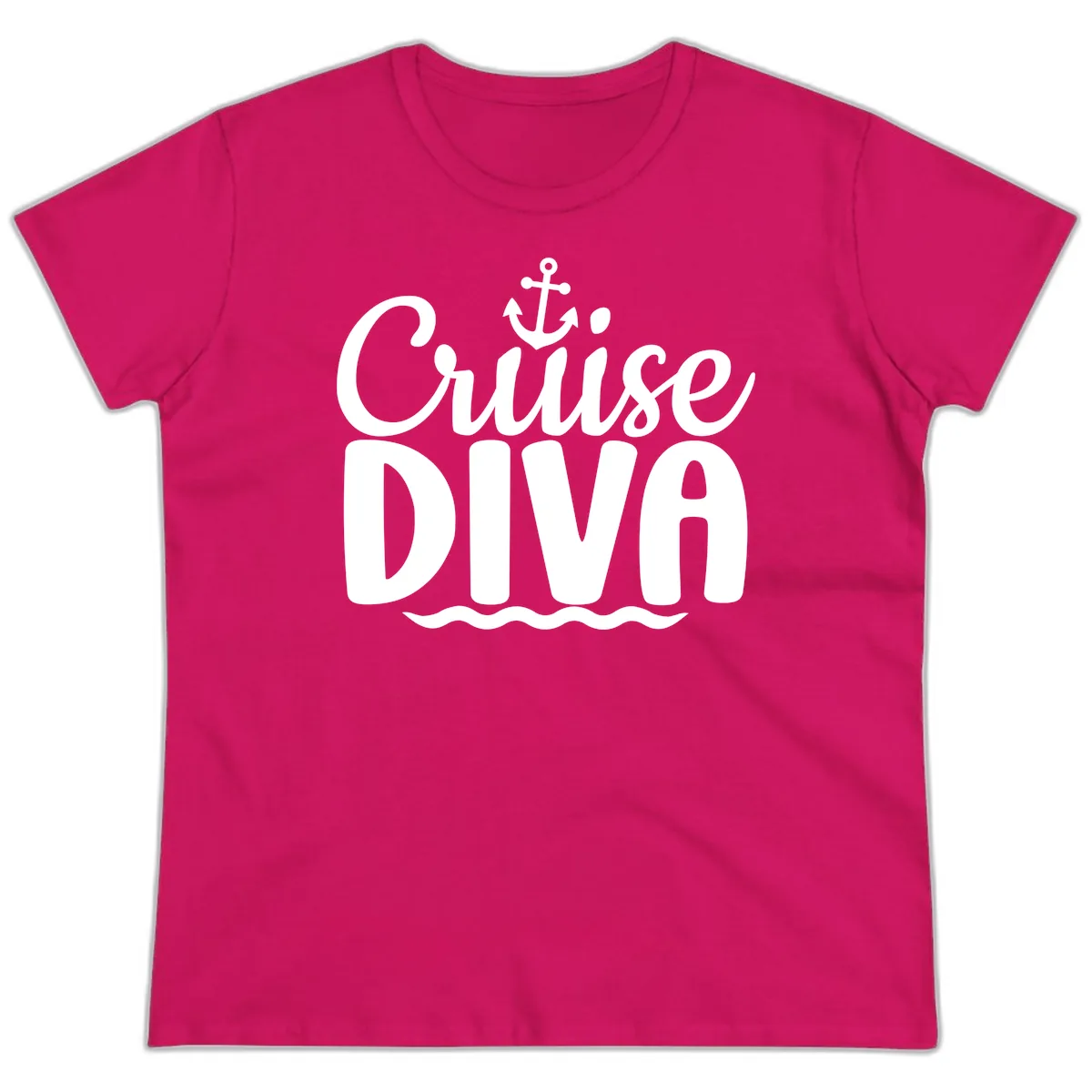 Cruise Diva Anchor Waves Ladies Tee in Heliconia